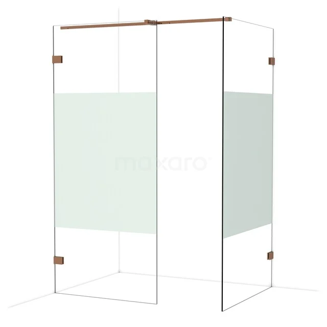 Diamond Walk-in shower | 100x90 cm Glanzend koper Clear with matt strip 2 fixed walls IDB0910323GKP Diamond Walk-in shower | 100x90 cm Glanzend koper Clear with matt strip 2 fixed walls IDB0910323GKP