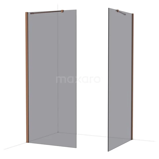 Diamond Walk-in shower | 100x90 cm Glanzend koper Smoke glass 2 fixed walls IDB0910411GKP Diamond Walk-in shower | 100x90 cm Glanzend koper Smoke glass 2 fixed walls IDB0910411GKP