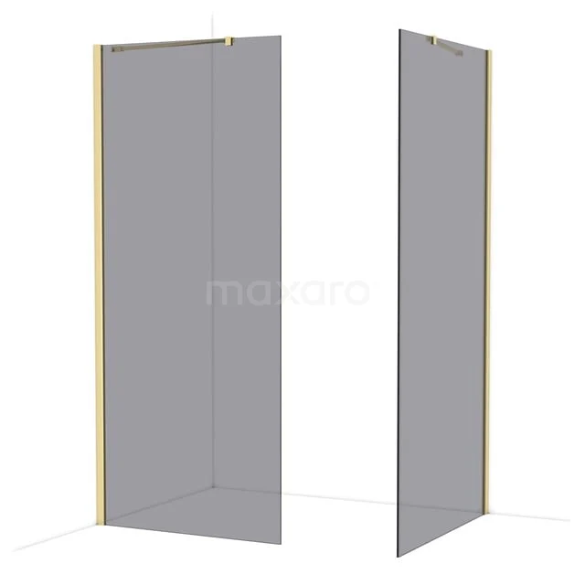 Diamond Inloopdouche | 100x90 cm Glanzend lichtgoud Rookglas 2 vaste wanden IDB0910411GLG Diamond Inloopdouche | 100x90 cm Glanzend lichtgoud Rookglas 2 vaste wanden IDB0910411GLG