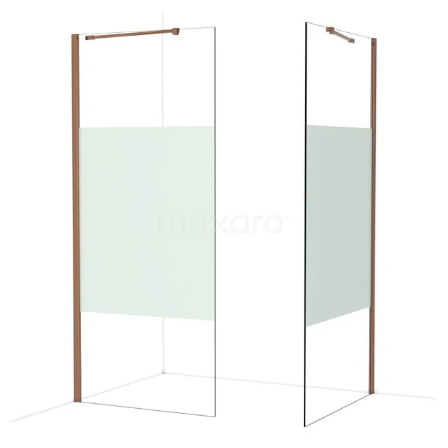 Diamond Walk-in shower | 100x90 cm Glanzend koper Clear with matt strip 2 fixed walls IDB0910413GKP Diamond Walk-in shower | 100x90 cm Glanzend koper Clear with matt strip 2 fixed walls IDB0910413GKP