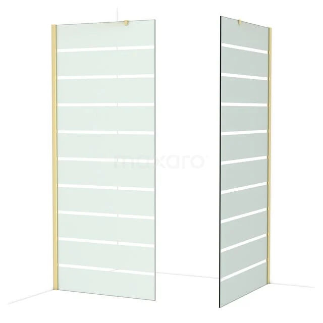 Diamond Inloopdouche | 100x90 cm Glanzend lichtgoud Helder met matte strepen 2 vaste wanden IDB0910416GLG