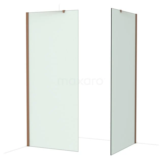 Diamond Inloopdouche | 100x90 cm Glanzend koper Matglas 2 vaste wanden IDB0910417GKP Diamond Inloopdouche | 100x90 cm Glanzend koper Matglas 2 vaste wanden IDB0910417GKP