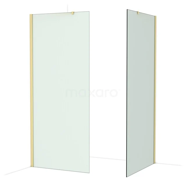 Diamond begehbare Dusche | 100x90 cm Glänzendes Hellgold 2 feste Wände IDB0910417GLG Glas Duschwand mit Klarglas und Aluminium Profilen, ideal für moderne Bäder.