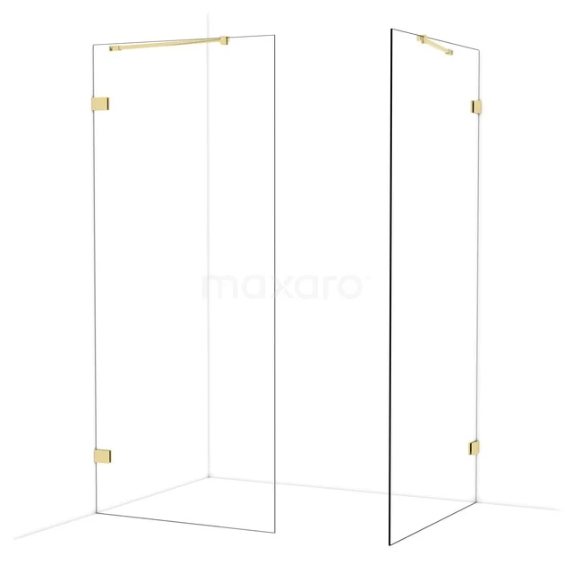 Diamond Inloopdouche | 100x90 cm Glanzend lichtgoud Helder glas 2 vaste wanden IDB0910420GLG Diamond Inloopdouche | 100x90 cm Glanzend lichtgoud Helder glas 2 vaste wanden IDB0910420GLG