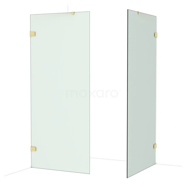 Diamond Walk-in shower | 100x90 cm Glanzend lichtgoud Frosted glass 2 fixed walls IDB0910427GLG