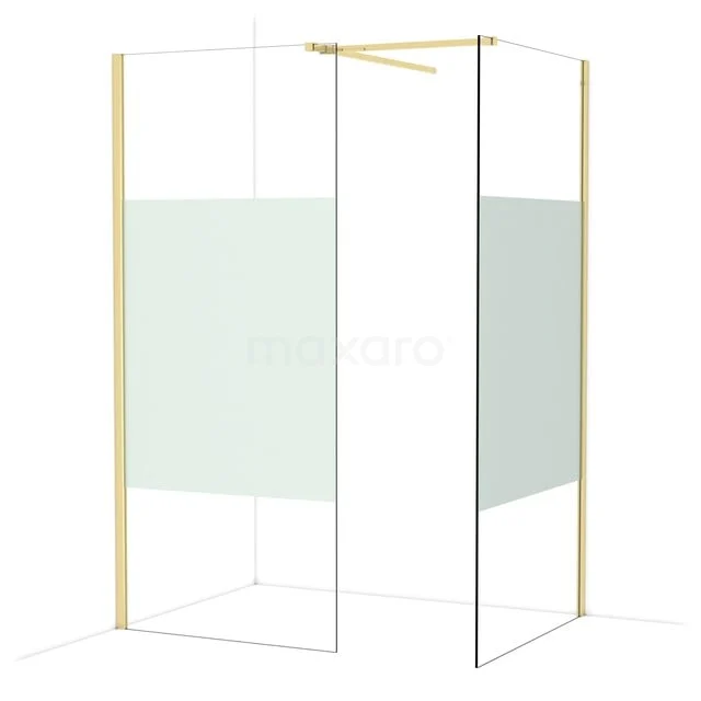 Diamond Inloopdouche | 100x90 cm Glanzend lichtgoud Helder met matte strook 2 vaste wanden IDB0910513GLG Diamond Inloopdouche | 100x90 cm Glanzend lichtgoud Helder met matte strook 2 vaste wanden IDB0910513GLG