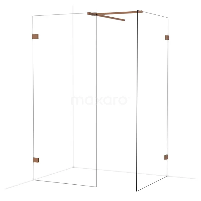 Diamond Inloopdouche | 100x90 cm Glanzend koper Helder glas 2 vaste wanden IDB0910520GKP Diamond Inloopdouche | 100x90 cm Glanzend koper Helder glas 2 vaste wanden IDB0910520GKP