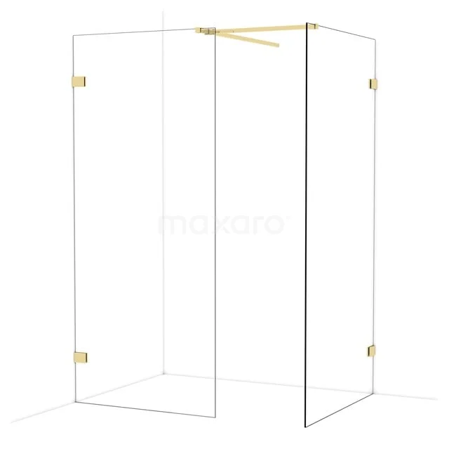 Diamond Walk-in shower | 100x90 cm Glanzend lichtgoud Clear glass 2 fixed walls IDB0910520GLG Diamond Walk-in shower | 100x90 cm Glanzend lichtgoud Clear glass 2 fixed walls IDB0910520GLG