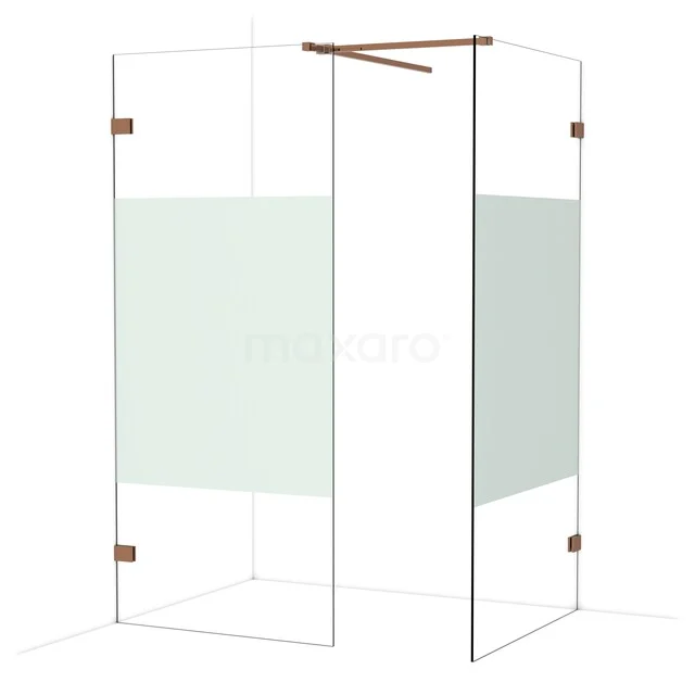 Diamond Inloopdouche | 100x90 cm Glanzend koper Helder met matte strook 2 vaste wanden IDB0910523GKP Diamond Inloopdouche | 100x90 cm Glanzend koper Helder met matte strook 2 vaste wanden IDB0910523GKP