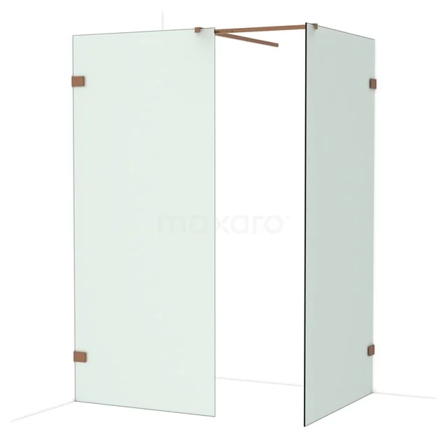 Diamond Inloopdouche | 100x90 cm Glanzend koper Matglas 2 vaste wanden IDB0910527GKP Diamond Inloopdouche | 100x90 cm Glanzend koper Matglas 2 vaste wanden IDB0910527GKP