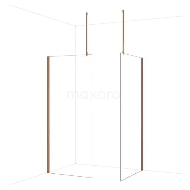 Diamond Inloopdouche | 100x90 cm Glanzend koper Helder glas 2 vaste wanden IDB0910910GKP Diamond Inloopdouche | 100x90 cm Glanzend koper Helder glas 2 vaste wanden IDB0910910GKP