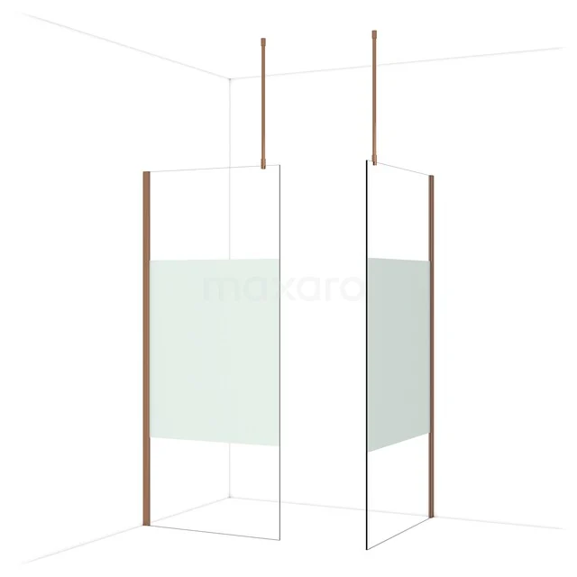 Douchewand met minimalistisch ontwerp, transparant glas en witte details, ideaal voor een moderne badkamerinrichting.