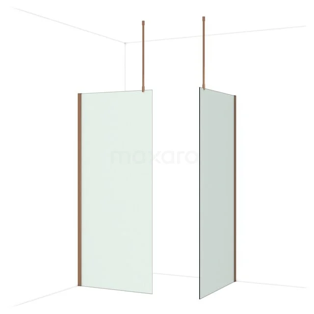 Diamond Inloopdouche | 100x90 cm Glanzend koper Matglas 2 vaste wanden IDB0910917GKP Diamond Inloopdouche | 100x90 cm Glanzend koper Matglas 2 vaste wanden IDB0910917GKP