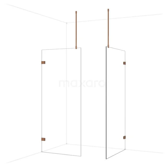Diamond Inloopdouche | 100x90 cm Glanzend koper Helder glas 2 vaste wanden IDB0910920GKP Diamond Inloopdouche | 100x90 cm Glanzend koper Helder glas 2 vaste wanden IDB0910920GKP