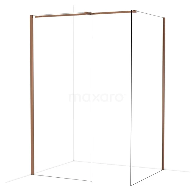 Diamond Walk-in shower | 110x90 cm Glanzend koper Clear glass 2 fixed walls IDB0911310GKP