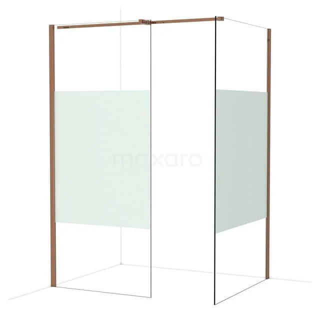 Diamond Inloopdouche | 110x90 cm Glanzend koper Helder met matte strook 2 vaste wanden IDB0911313GKP Diamond Inloopdouche | 110x90 cm Glanzend koper Helder met matte strook 2 vaste wanden IDB0911313GKP