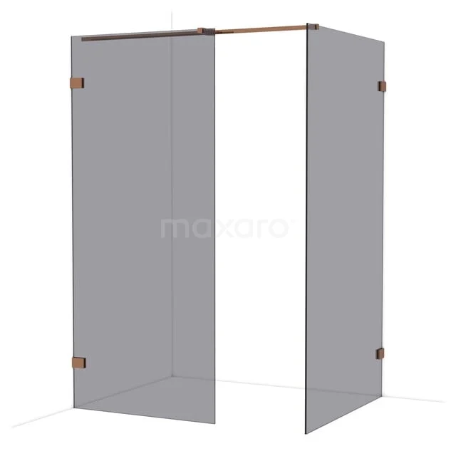 Diamond Inloopdouche | 110x90 cm Glanzend koper Rookglas 2 vaste wanden IDB0911321GKP Diamond Inloopdouche | 110x90 cm Glanzend koper Rookglas 2 vaste wanden IDB0911321GKP