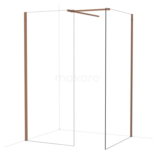Diamond Walk-in shower | 110x90 cm Glanzend koper Clear glass 2 fixed walls IDB0911510GKP Diamond Walk-in shower | 110x90 cm Glanzend koper Clear glass 2 fixed walls IDB0911510GKP