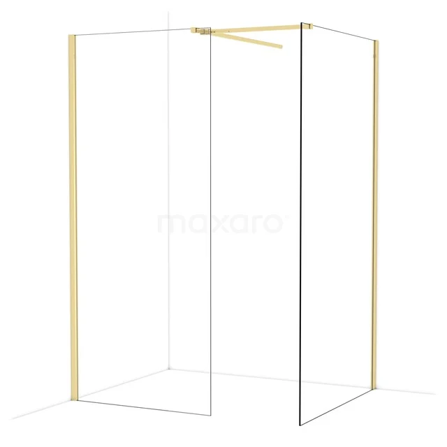 Diamond Walk-in shower | 110x90 cm Glanzend lichtgoud Clear glass 2 fixed walls IDB0911510GLG Diamond Walk-in shower | 110x90 cm Glanzend lichtgoud Clear glass 2 fixed walls IDB0911510GLG