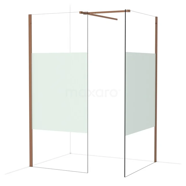 Diamond Walk-in shower | 110x90 cm Glanzend koper Clear with matt strip 2 fixed walls IDB0911513GKP Diamond Walk-in shower | 110x90 cm Glanzend koper Clear with matt strip 2 fixed walls IDB0911513GKP