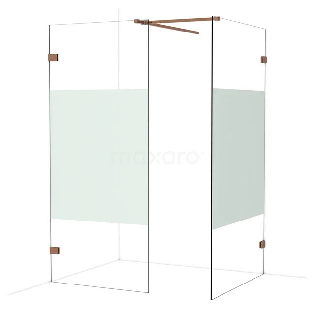 Diamond Walk-in shower | 110x90 cm Glanzend koper Clear with matt strip 2 fixed walls IDB0911523GKP Diamond Walk-in shower | 110x90 cm Glanzend koper Clear with matt strip 2 fixed walls IDB0911523GKP
