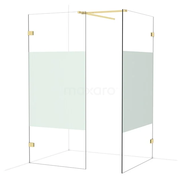 Diamond Walk-in shower | 110x90 cm Glanzend lichtgoud Clear with matt strip 2 fixed walls IDB0911523GLG Diamond Walk-in shower | 110x90 cm Glanzend lichtgoud Clear with matt strip 2 fixed walls IDB0911523GLG
