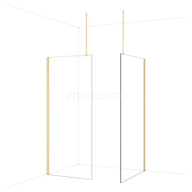 Diamond Inloopdouche | 110x90 cm Glanzend lichtgoud Helder glas 2 vaste wanden IDB0911910GLG Diamond Inloopdouche | 110x90 cm Glanzend lichtgoud Helder glas 2 vaste wanden IDB0911910GLG