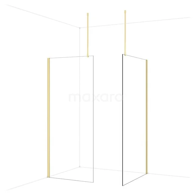 Diamond Walk-in shower | 110x90 cm Glanzend lichtgoud Clear glass 2 fixed walls IDB0911910GLG Diamond Walk-in shower | 110x90 cm Glanzend lichtgoud Clear glass 2 fixed walls IDB0911910GLG