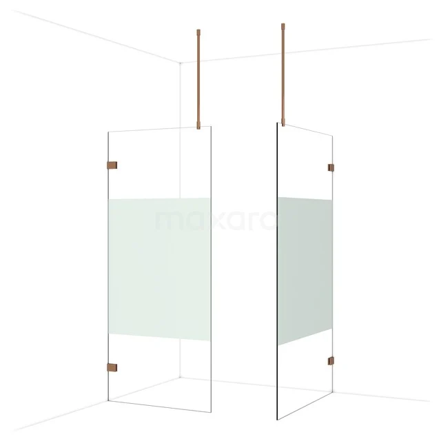Diamond Inloopdouche | 110x90 cm Glanzend koper Helder met matte strook 2 vaste wanden IDB0911923GKP Diamond Inloopdouche | 110x90 cm Glanzend koper Helder met matte strook 2 vaste wanden IDB0911923GKP