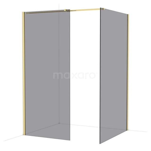 Diamond begehbare Dusche | 120x90 cm Glänzendes Hellgold 2 feste Wände IDB0912311GLG Matte Gläserne Duschwand mit goldfarbenem Rahmen, minimalistisches Design, perfekt als stilvolle Trennwand im Badezimmer.