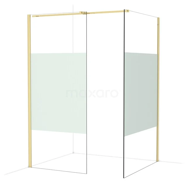 Diamond Inloopdouche | 120x90 cm Glanzend lichtgoud Helder met matte strook 2 vaste wanden IDB0912313GLG Diamond Inloopdouche | 120x90 cm Glanzend lichtgoud Helder met matte strook 2 vaste wanden IDB0912313GLG