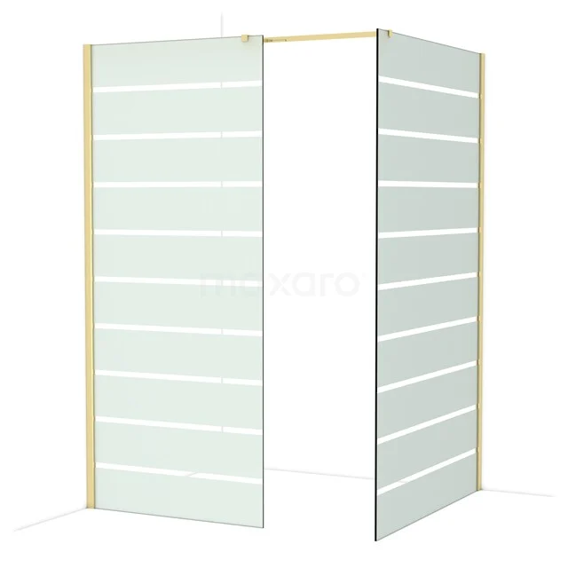 Diamond Walk-in shower | 120x90 cm Glanzend lichtgoud Clear with matt stripes 2 fixed walls IDB0912316GLG Diamond Walk-in shower | 120x90 cm Glanzend lichtgoud Clear with matt stripes 2 fixed walls IDB0912316GLG