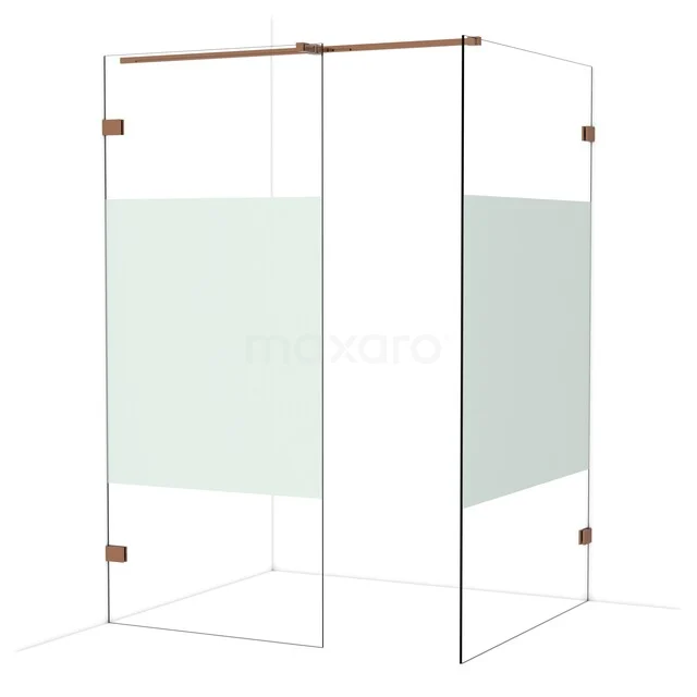 Glas Duschwand mit Matt Weiß Privatsphäre-Panel und Kupferfarbener Ausstattung, modernes Design für luxuriöses Badezimmer.