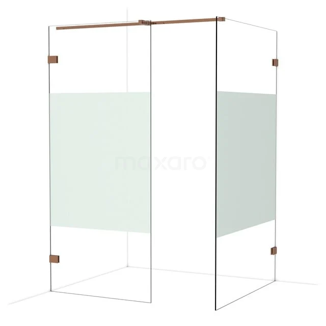 Diamond Inloopdouche | 120x90 cm Glanzend koper Helder met matte strook 2 vaste wanden IDB0912323GKP Diamond Inloopdouche | 120x90 cm Glanzend koper Helder met matte strook 2 vaste wanden IDB0912323GKP