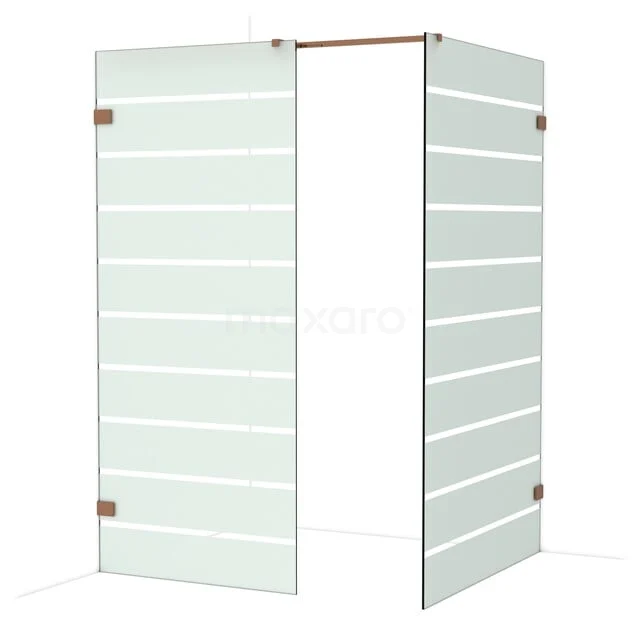 Diamond Inloopdouche | 120x90 cm Glanzend koper Helder met matte strepen 2 vaste wanden IDB0912326GKP Diamond Inloopdouche | 120x90 cm Glanzend koper Helder met matte strepen 2 vaste wanden IDB0912326GKP