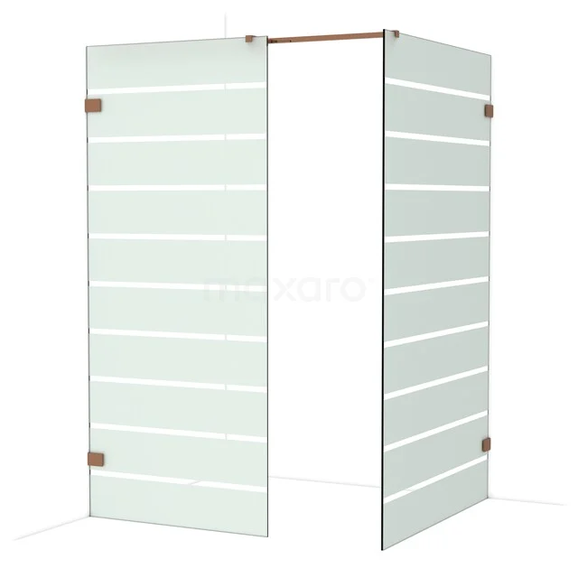 Diamond Walk-in shower | 120x90 cm Glanzend koper Clear with matt stripes 2 fixed walls IDB0912326GKP Diamond Walk-in shower | 120x90 cm Glanzend koper Clear with matt stripes 2 fixed walls IDB0912326GKP