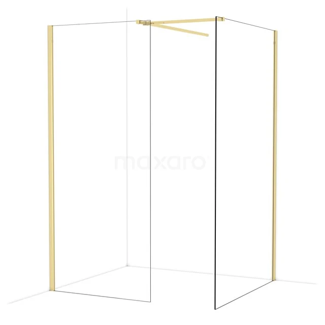 Diamond Walk-in shower | 120x90 cm Glanzend lichtgoud Clear glass 2 fixed walls IDB0912510GLG Diamond Walk-in shower | 120x90 cm Glanzend lichtgoud Clear glass 2 fixed walls IDB0912510GLG