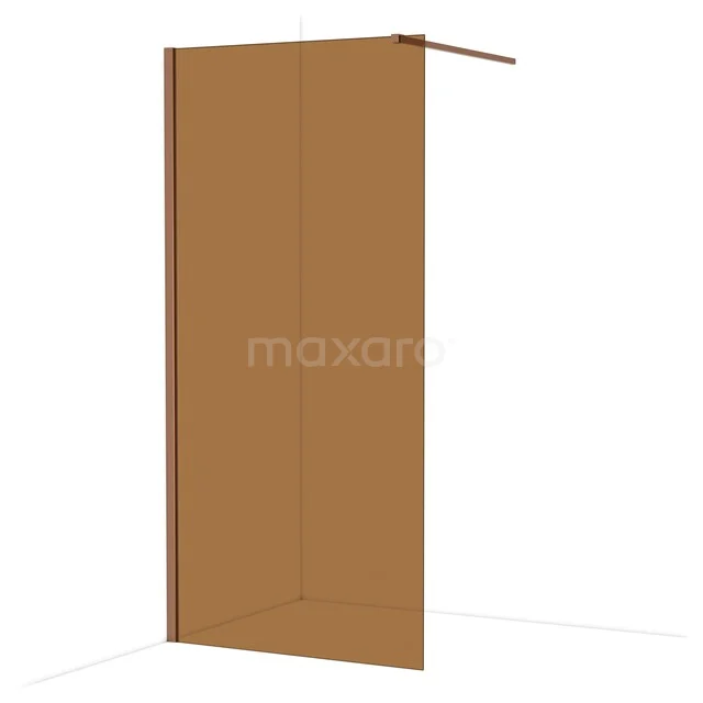 Diamond Walk-in shower | 100 cm Shiny copper Bronze glass Fixed wall IDA10119GKP Brown glass shower screen from the Retro series, with a matte finish and minimalist design for a modern bathroom style.