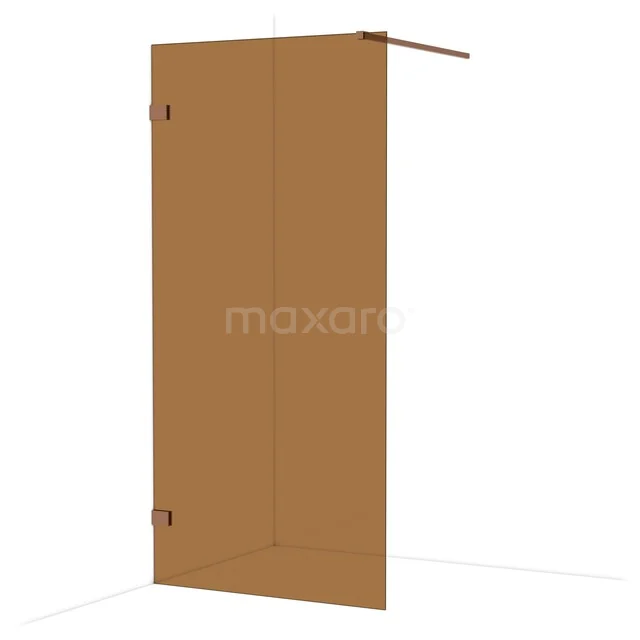 Diamond Walk-in shower | 100 cm Glanzend koper Bronsglas Fixed wall IDA10129GKP