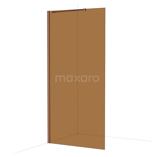 Diamond Walk-in shower | 100 cm Shiny copper Bronsglas Fixed wall IDA10219GKP Bruine inloopdouchewand van glas in minimalistisch design, perfect voor een moderne badkamerstijl.