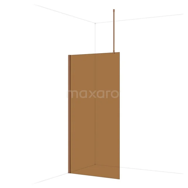 Diamond Walk-in shower | 100 cm Shiny copper Bronsglas Fixed wall IDA10719GKP Douchewand in warme houtkleur, modern design, geschikt voor luxe badkamer. Veilig glas en subtiele metalen bevestiging.