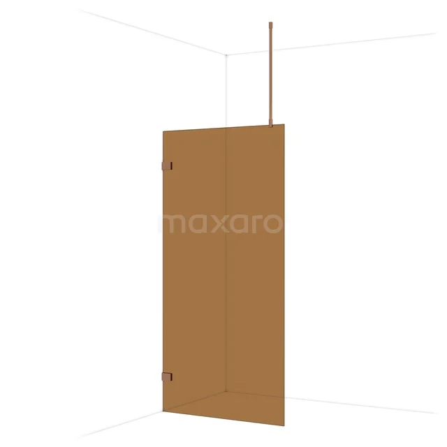 Matte gold-coloured glass shower screen, minimalist design, ideal for modern bathrooms.
