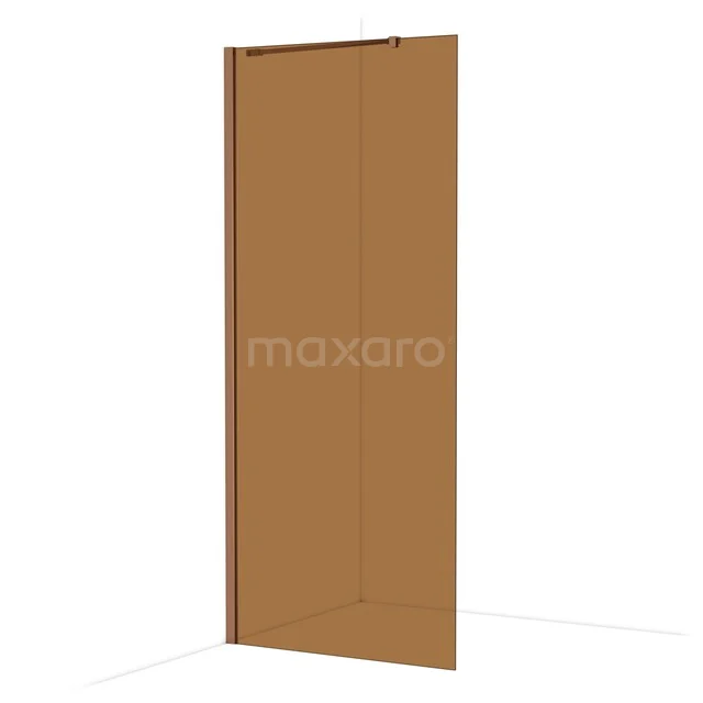 Diamond Walk-in shower | 90 cm Shiny copper Bronze glass Fixed wall IDA09219GKP Brown glass shower screen, minimalist design, ideal as a stylish addition to a modern bathroom.
