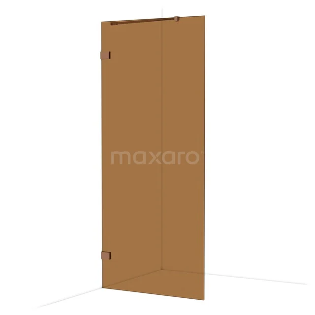 Diamond Walk-in shower | 90 cm Shiny copper Bronze glass Fixed wall IDA09229GKP Brown glass shower screen with a modern design, ideal for a stylish bathroom upgrade.