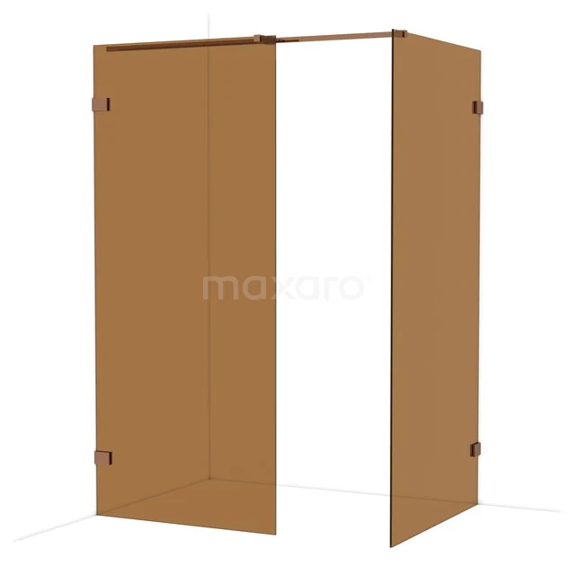 Diamond Walk-in shower | 100x90 cm Shiny copper Bronze glass 2 fixed walls IDB0910329GKP Bronze-coloured glass shower wall, sleek design for modern bathrooms, made of tempered glass and suitable for corner installation.