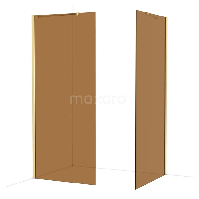 Diamond Inloopdouche | 100x90 cm Glanzend lichtgoud Bronsglas 2 vaste wanden IDB0910419GLG Diamond Inloopdouche | 100x90 cm Glanzend lichtgoud Bronsglas 2 vaste wanden IDB0910419GLG