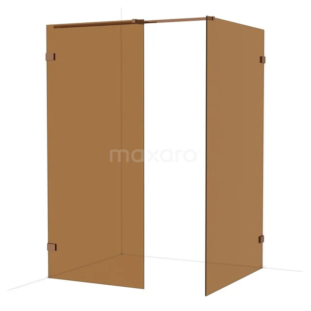 Brown shower wall with hinged doors, sleek glass design, ideal as a stylish partition in the bathroom.