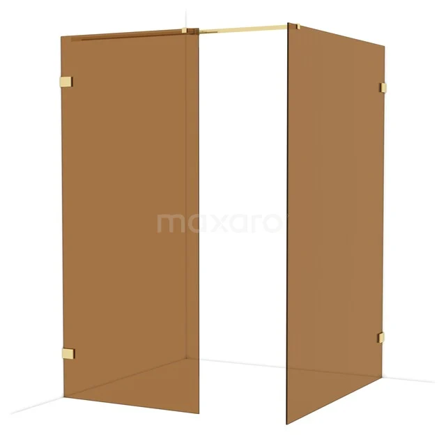 Bronze corner shower wall made of glass and metal, a stylish bathroom accessory with a modern design from the premium Crystal series.