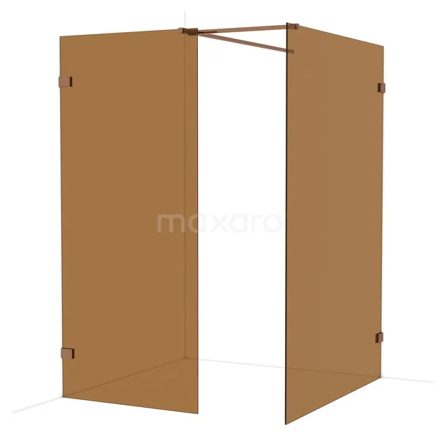 Diamond Walk-in shower | 140x90 cm Shiny copper Bronze glass 2 fixed walls IDB0914529GKP Brown glass shower screen with minimalist design, ideal for a modern bathroom decor.