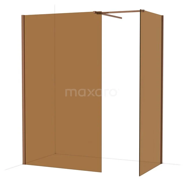 Diamond Walk-in shower | 120x90 cm Glanzend koper Bronsglas 2 fixed walls IDB1209519GKP Bronzen inloopdouche van glas met minimalistisch ontwerp, ideaal voor een stijlvolle badkamer renovatie.